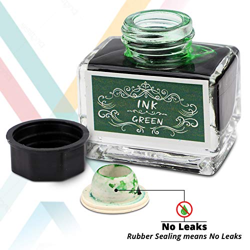 Trustela Calligraphy Ink Set | 6 Colors (Black, Blue, Red, Green, Purple, Orange) | 15 ml Bottles | Fountain Pen & Dip Pen Ink - Image 5