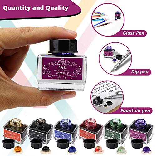 Trustela Calligraphy Ink Set | 6 Colors (Black, Blue, Red, Green, Purple, Orange) | 15 ml Bottles | Fountain Pen & Dip Pen Ink - Image 3