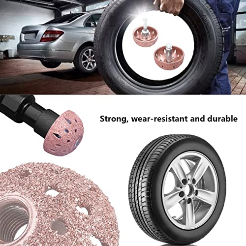 Flylin 2Pcs Auto Tire Buffing Wheel, 38mm Bowl Type Patch Grinder Wheels with Linking Rod, Tire Repair Grinding Head for Low Speed Tire Buffer & High Speed Tire Buffer (42mm 55mm) - Image 2