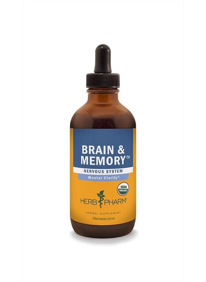 Brain and Memory Liquid Herbal Formula with Ginkgo for Memory and Concentration, 4 Fl Oz
