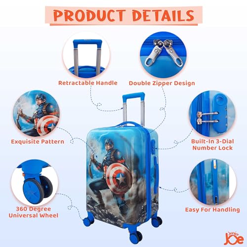 JUNIOR JOE Polycarbonate Kids Carry On Luggage Hardside Rolling Suitcase 24 Inches Travel Trolley Bag (Design-9, Spinner, Multicolor) - Image 4
