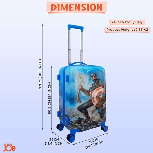 JUNIOR JOE Polycarbonate Kids Carry On Luggage Hardside Rolling Suitcase 24 Inches Travel Trolley Bag (Design-9, Spinner, Multicolor) - Image 2