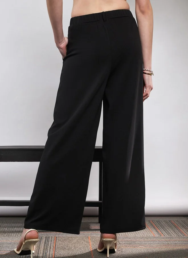 SASSAFRAS Flared Black High-Rise Trousers for Women