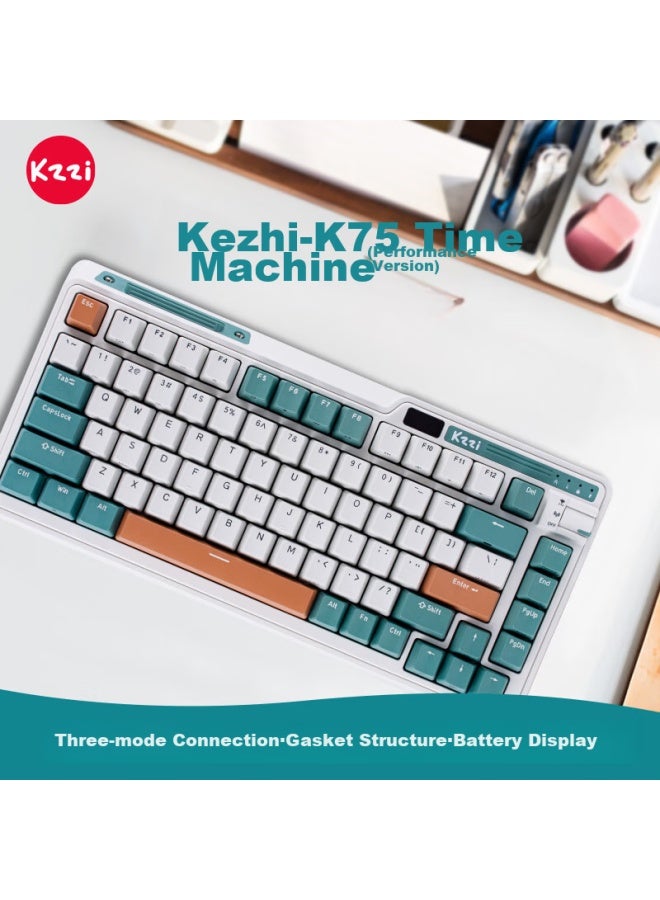 Kzzi K75 Performance Edition Mechanical Keyboard, Wired And Wireless 2.4g Three-mode, Gasket Structure, Full Anti-ghosting, 75-key Layout, Pbt Keycaps, Rgb Backlight, Time Machine Edition, Encounter Switch - Image 1