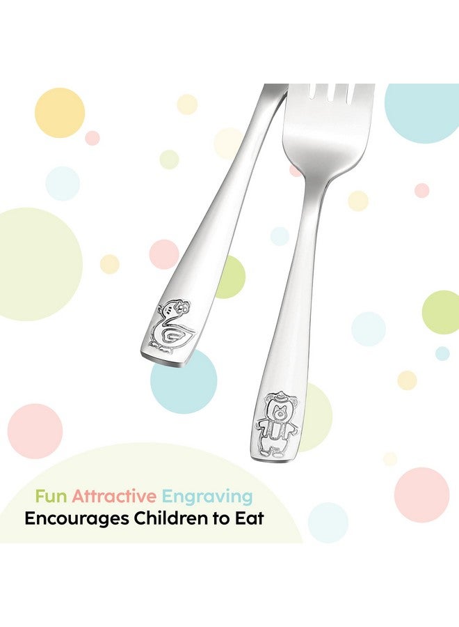 PLASKIDY Kids Silverware Stainless Steel Set of 10 Toddler Utensils Forks and Spoons - Dishwasher Safe Kids Flatware Set Children's Safe Cutlery Set - Image 4