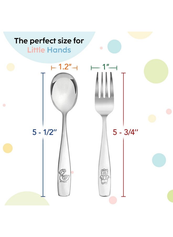 PLASKIDY Kids Silverware Stainless Steel Set of 10 Toddler Utensils Forks and Spoons - Dishwasher Safe Kids Flatware Set Children's Safe Cutlery Set - Image 3