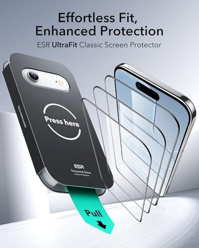 ESR 3 Pack for iPhone Air Tempered Glass Screen Protectors, High Clarity for iPhone 17 Air, 9H Hardness Scratch Resistant, Full Coverage, Military-Grade, Screen Guard with Ultra Fit Tray - Image 2