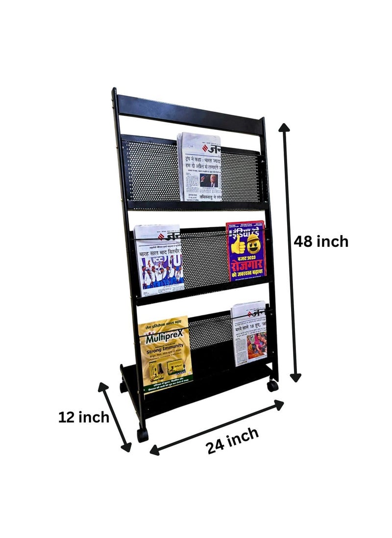 JAISH ADVERTISING JAISH ADVERTISING 4 Tier Floor Standing Magazine Holder Newspaper Stand Storage Rack for Home Office Book Shelf for School Library Storage Organizer  - Image 2