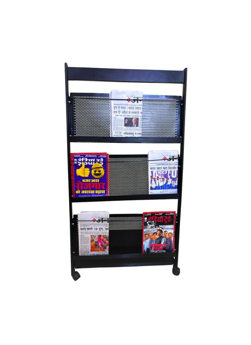 JAISH ADVERTISING JAISH ADVERTISING 4 Tier Floor Standing Magazine Holder Newspaper Stand Storage Rack for Home Office Book Shelf for School Library Storage Organizer  - Image 1