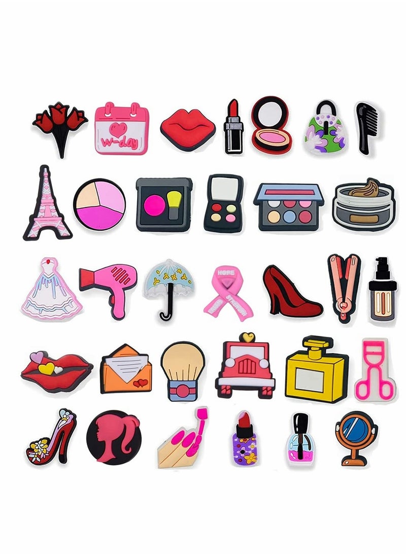 Excefore Shoe Decoration Charms, 32PCS Random PVC Different Shoe Charms for Shoe Decoration and Wristband Trendy   Shoe Decoration Charms for Teens Women Men Party Favors Birthday Gifts  - Image 1