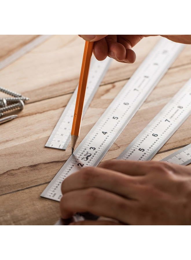 Mr. Pen Machinist Ruler, 4 Pack (6, 8, 12, 14 inch), Metric Ruler, Millimeter Ruler, (1/64, 1/32, mm and .5 mm), 6 inch Ruler, Stainless Steel Ruler - Image 5