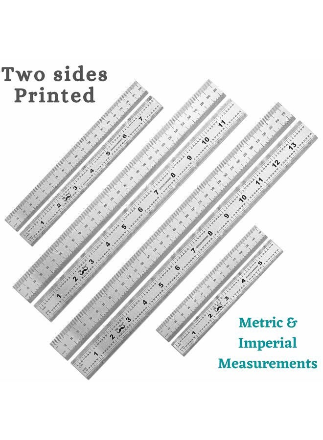 Mr. Pen Machinist Ruler, 4 Pack (6, 8, 12, 14 inch), Metric Ruler, Millimeter Ruler, (1/64, 1/32, mm and .5 mm), 6 inch Ruler, Stainless Steel Ruler - Image 2