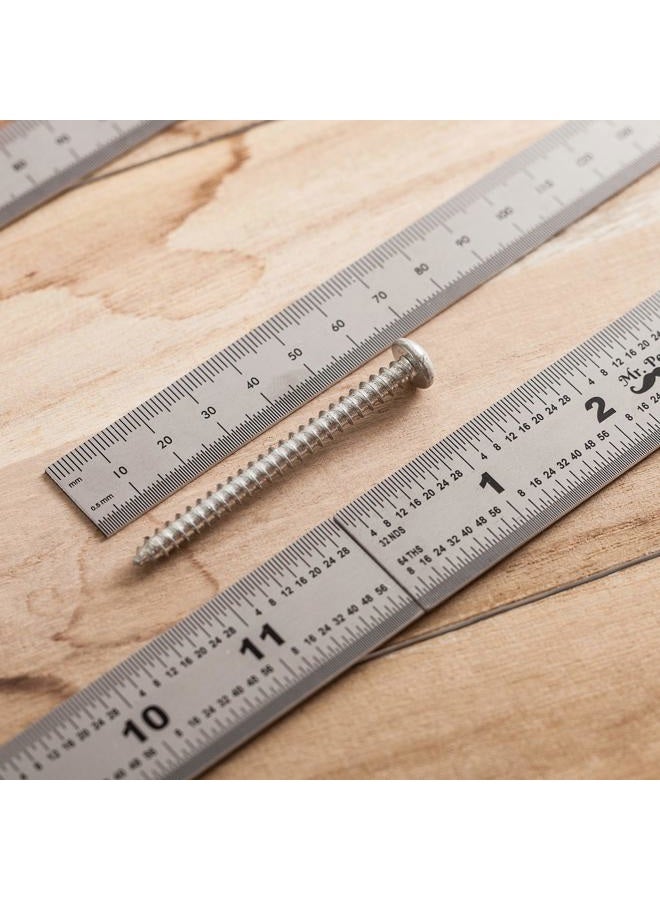 Mr. Pen Machinist Ruler, 4 Pack (6, 8, 12, 14 inch), Metric Ruler, Millimeter Ruler, (1/64, 1/32, mm and .5 mm), 6 inch Ruler, Stainless Steel Ruler - Image 3