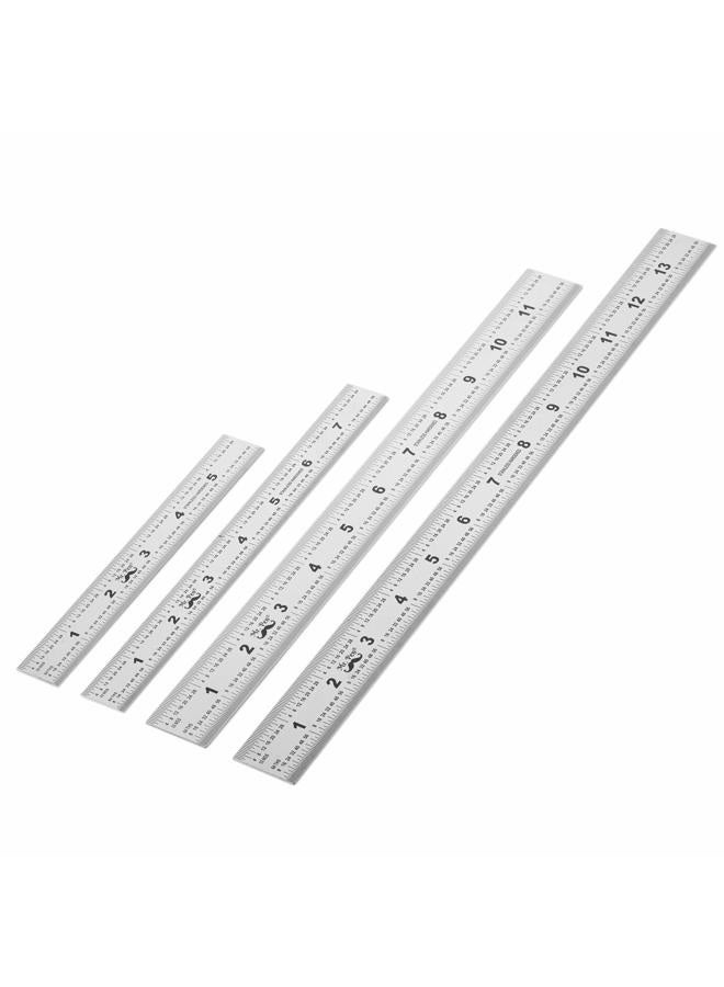 Mr. Pen Machinist Ruler, 4 Pack (6, 8, 12, 14 inch), Metric Ruler, Millimeter Ruler, (1/64, 1/32, mm and .5 mm), 6 inch Ruler, Stainless Steel Ruler - Image 1