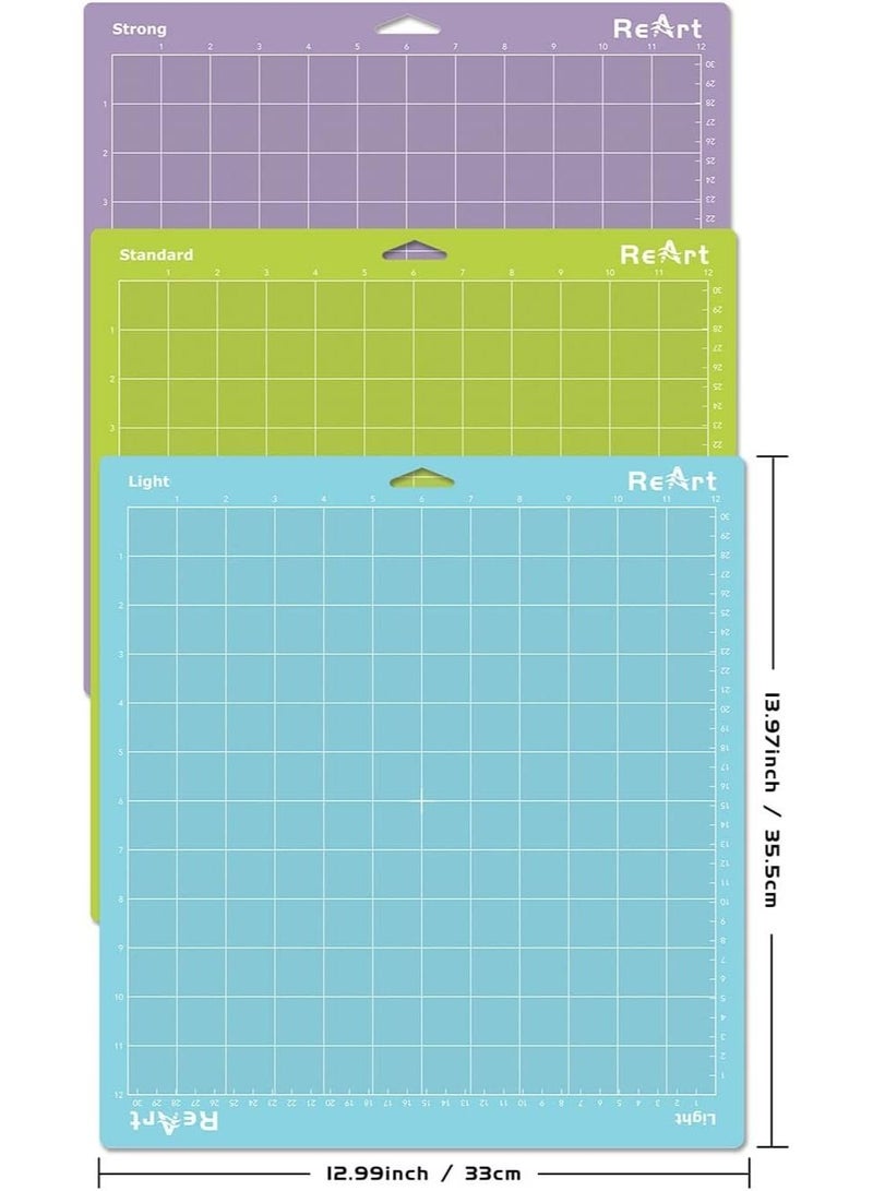 KASTWAVE Cutting Mat Variety for Cricut 3 Pack Stronggrip Standardgrip Lightgrip Adhesive Cut Mat - Image 2