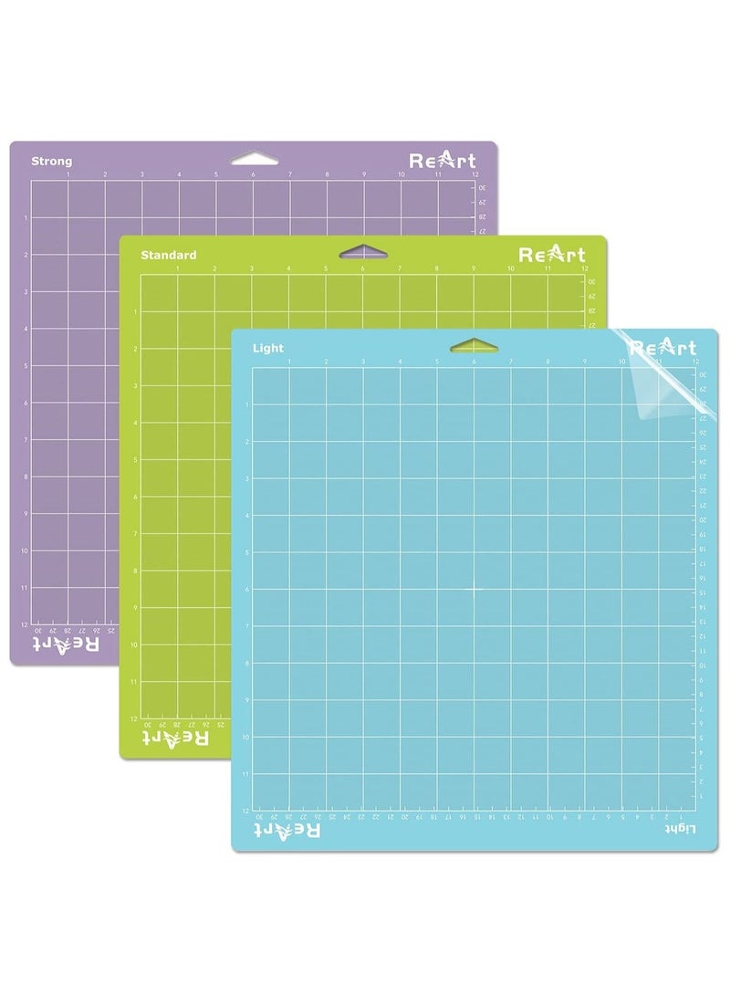 KASTWAVE Cutting Mat Variety for Cricut 3 Pack Stronggrip Standardgrip Lightgrip Adhesive Cut Mat - Image 1