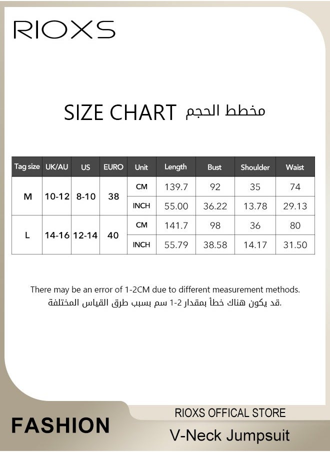 RIOXS - Women's Sleeveless Slimming Jumpsuit Outfit, V Neck Top And Loose Straight Leg Long Pants, Ladies Jumpsuit With Waist Belt, Jumpsuits Dressy Casual One Piece Outfits Belted Outfit, Rompers with Pockets, For Business Work And Daily Wear - Image 1