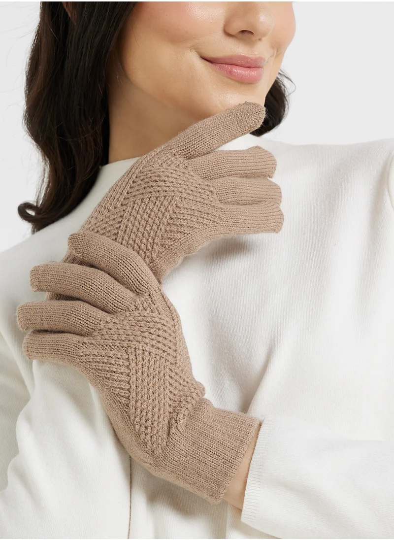 ايلا Knitted  Patterned Winter Glove