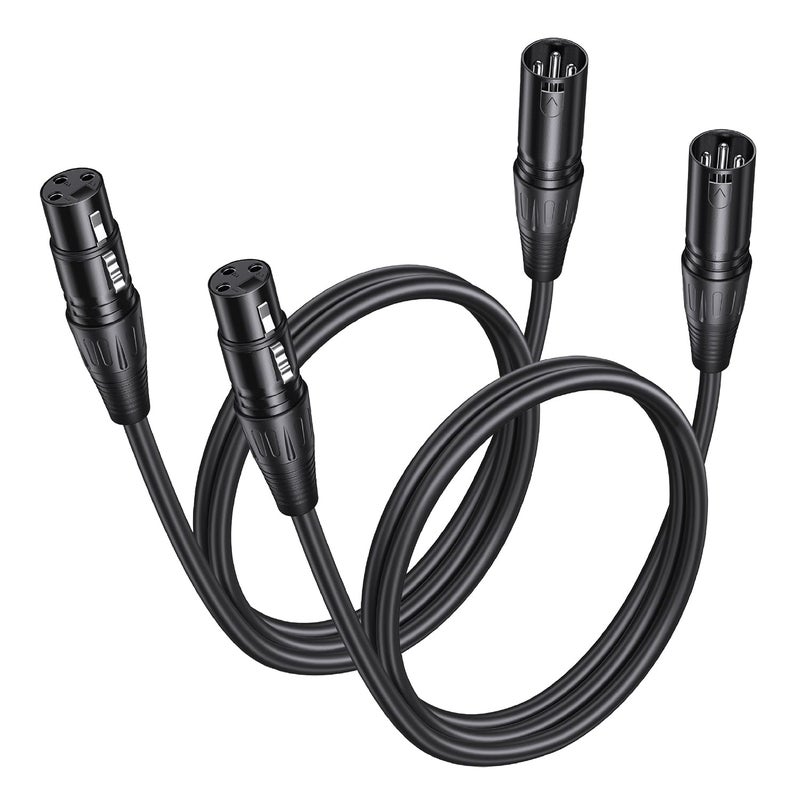 Aqdocvf 2 Pack Premium XLR Cable - 3ft, Male to Female Microphone Cable Oxygen-Free Copper (OFC) Mic Cord for Speaker Podcast Audio Mixer DMX Effector Amplifier Sound Card, Black - Image 1