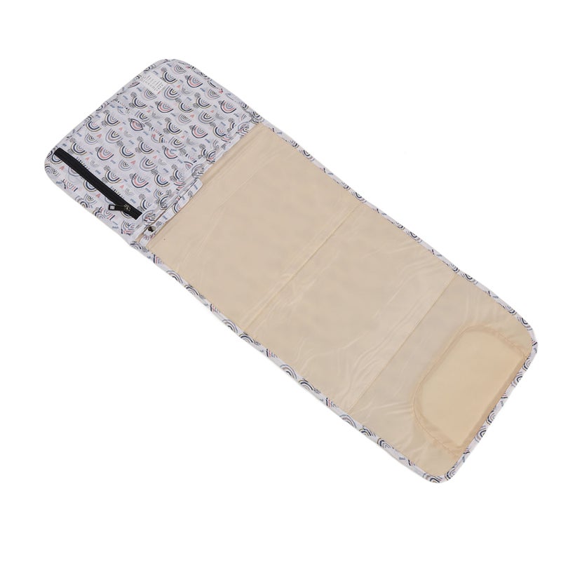 Diaper Changing Pad Rainbow Pattern Waterproof Portable Multifunctional Nylon Baby Changing Mat White - Image 5