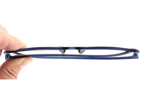Yogo Vision Ultra Thin Lightweight Reading Glasses Men Women Stylish & Featherlight Frame With Clear Storage Case 2 Pack (Black, Navy +3.00) - Image 2