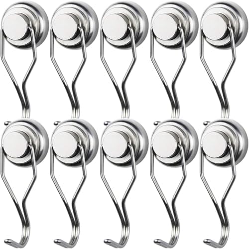 GUDDIES Swivel Swing Magnetic Hooks 60 LBS Magnetic Hooks Heavy Duty for Cruise Cabins Strong Neodymium Magnetic Swivel Hooks for Hanging Refrigerator and Other Magnetic SurfacePack of 10 - Image 1