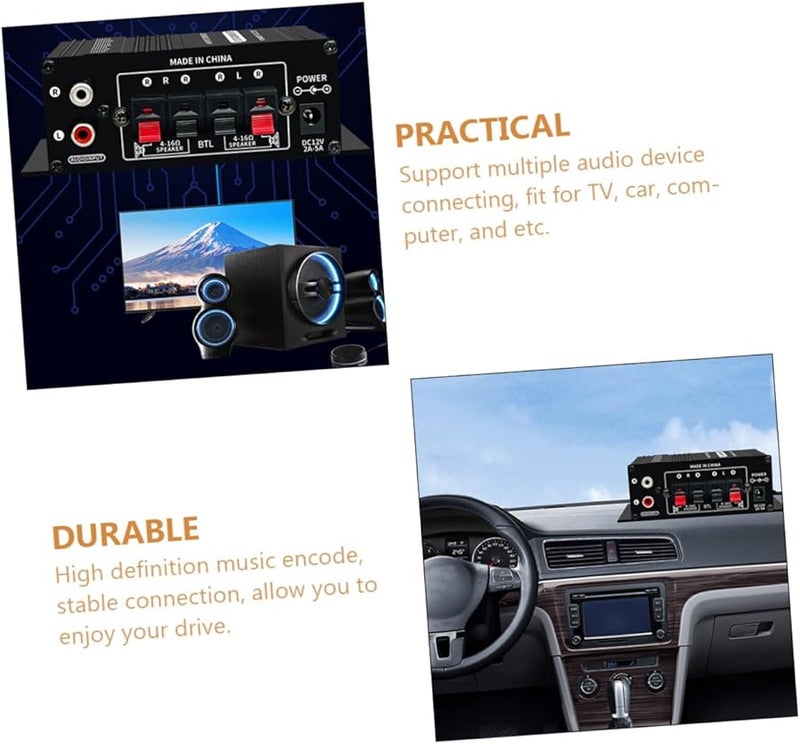 مضخم صوت رقمي صغير 12 فولت ثنائي القنوات مع تحكم في الجهير والموجي مضغوط للمنزل والسفر - Image 5