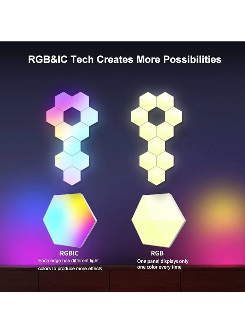 مجموعة من 6 مصابيح سداسية LED للحائط، مصابيح سداسية DIY، تطبيق Wi-Fi RGBIC، ديكور منزلي، مصابيح إبداعية مع مزامنة الموسيقى، تعمل مع مساعد Google لغرفة المعيشة وغرفة النوم وغرف الألعاب وديكور الحفلات - Image 4