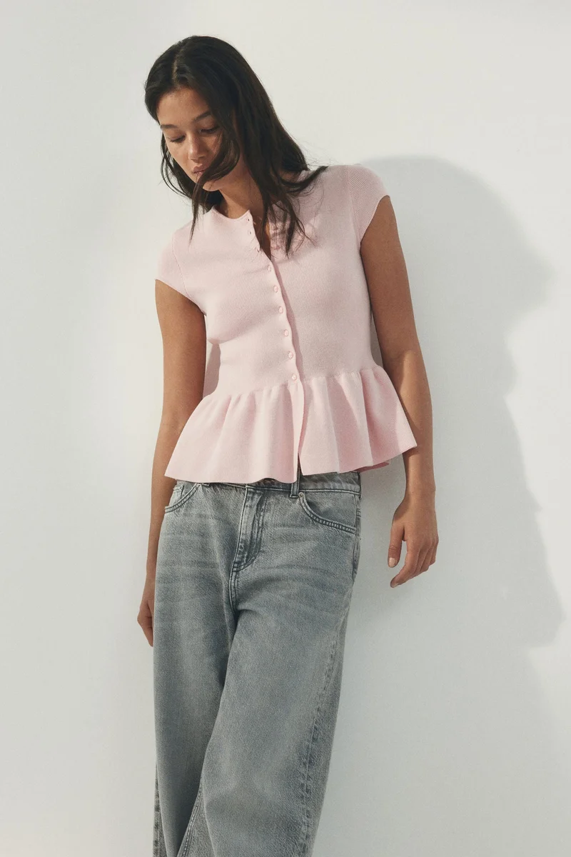 H&M Short-sleeved peplum cardigan