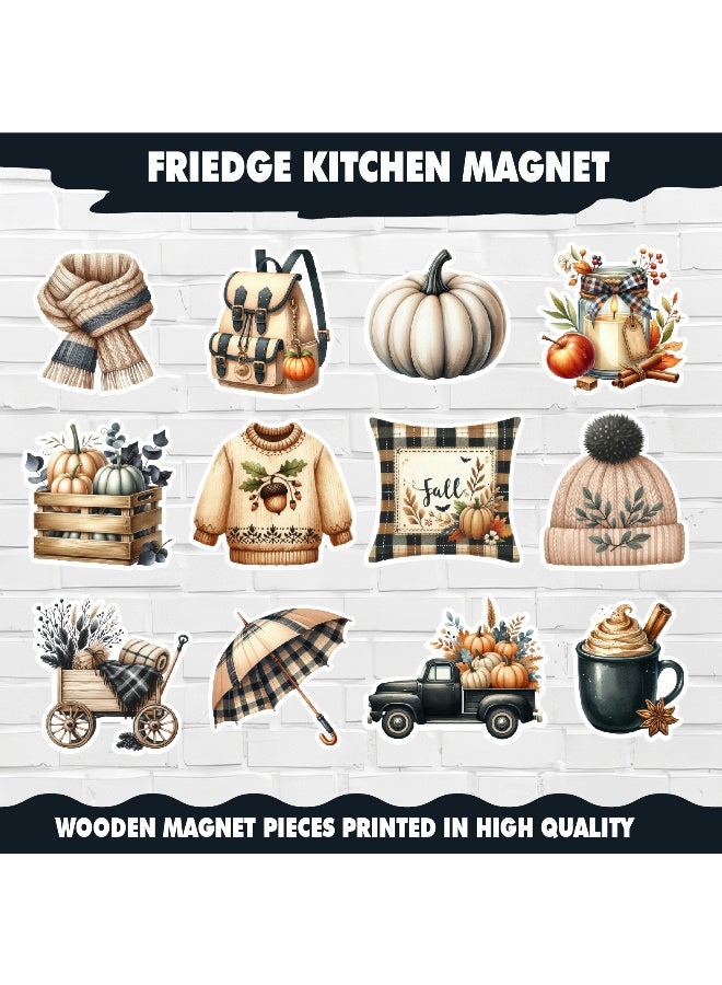 Autumn Fridge Magnets Set of 12 – Elegant Decorative Magnets with Fall Leaves, Pumpkins, and Cozy Autumn Designs for Refrigerator, Kitchen, and Home Décor, Seasonal Fall Decorations for Warm Home Style and Kitchen Aesthetic - Image 2