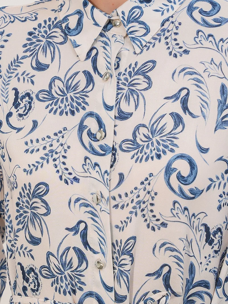 Big Dart Multicolor BDART Floral Viscose Crepe Belted Long Shirt for Women | Best Price UAE
