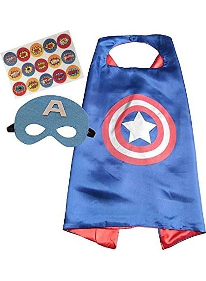 NIBEMINENT 3-Piece Superhero Cape And Mask Costume With Stickers Set 28inch - Image 1