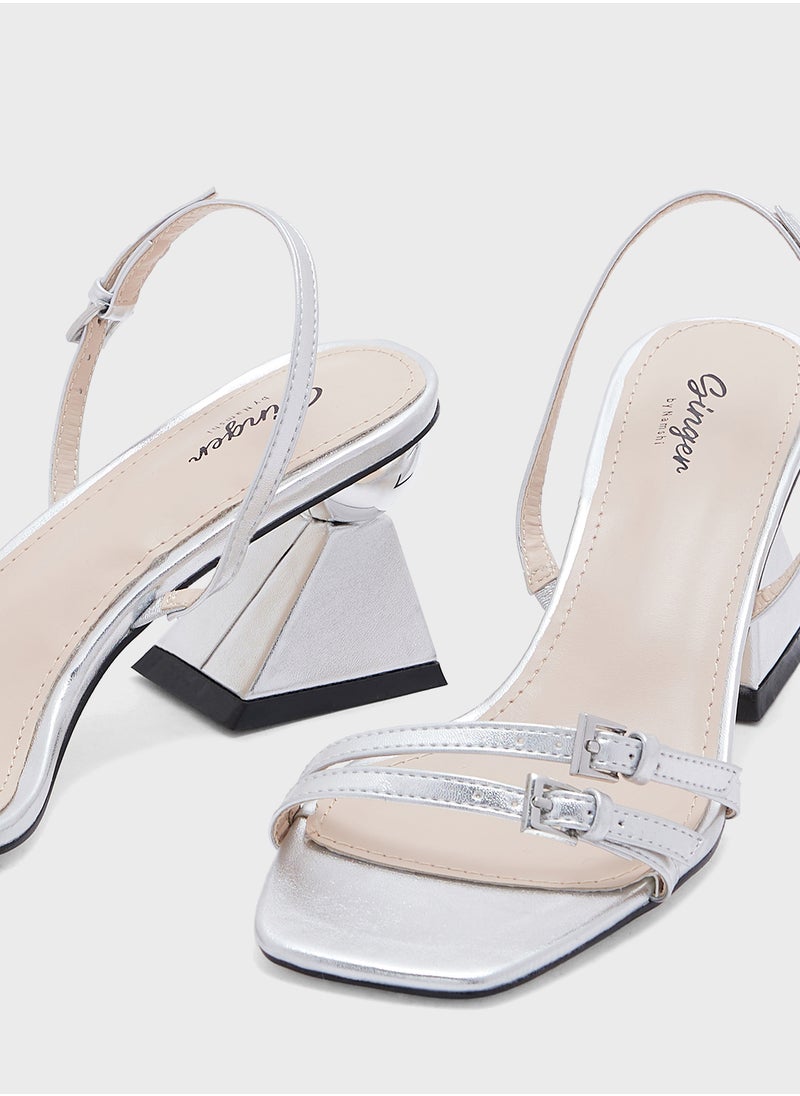 Ginger Interest Heel Back Strap Heel Sandal  - Image 4