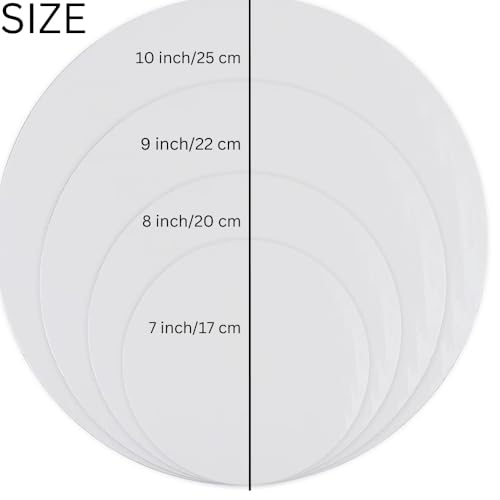 TrendyTrolley 20 Pcs Round Cake Base Board Set | 7 8 9 10 inch- 5 Pcs Each MDF Cardboard Disposable Cake Pizza Circle Scalloped Mate Silver Tart Decorating Base Stand - Image 2