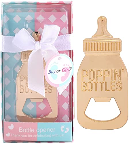 Yuokwer 24pcs Bottle Opener Baby Shower Favor for Guest,Boy or Girl Gender Reveal Party Favors Baby Shower Decorations Gender Reveal Party Souvenir Return Gift & Supplies (Blue and Pink, 24) - Image 1