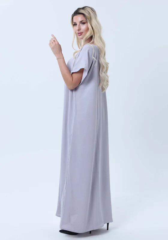MSquare Fashion Grey Lite Nida Fabric Inner Slip Dress for Abaya – Soft Underdress