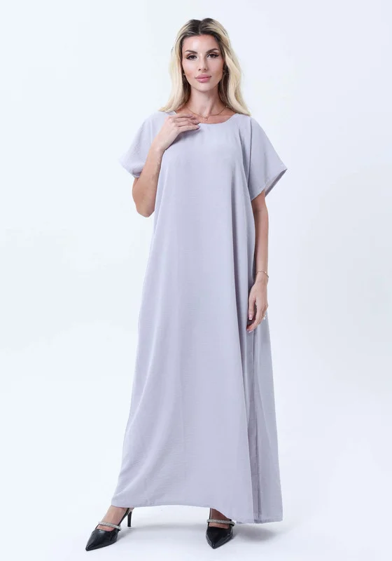 MSquare Fashion Grey Lite Nida Fabric Inner Slip Dress for Abaya – Soft Underdress