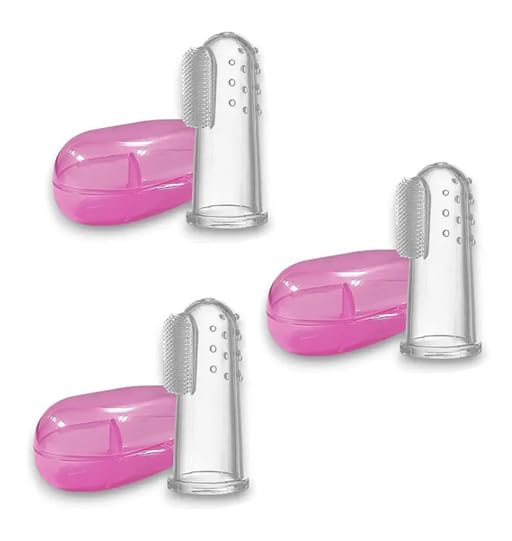 Baby Finger Brush Silicon Made Food Grade Quality with Storage Case Pack Of-3 (Multicolor) - Image 1