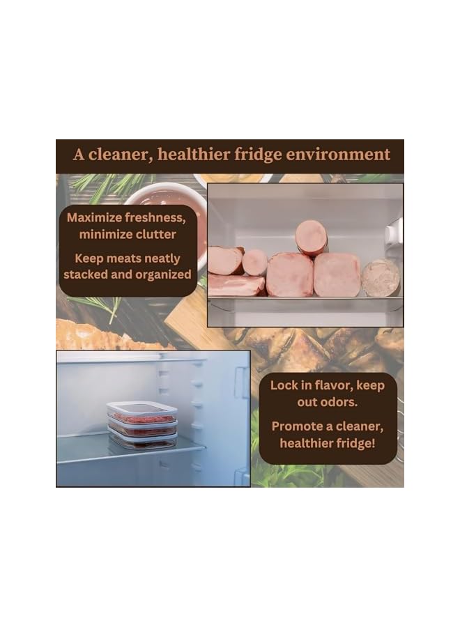 Green Tiger Meat Container For Fridge,Bacon Lunch Meat Container for Refrigerator,Meal Prep Containers, Stackable Food Storage Boxes with Lid for Cold Cuts,BPA Free, 3pcs - Image 4