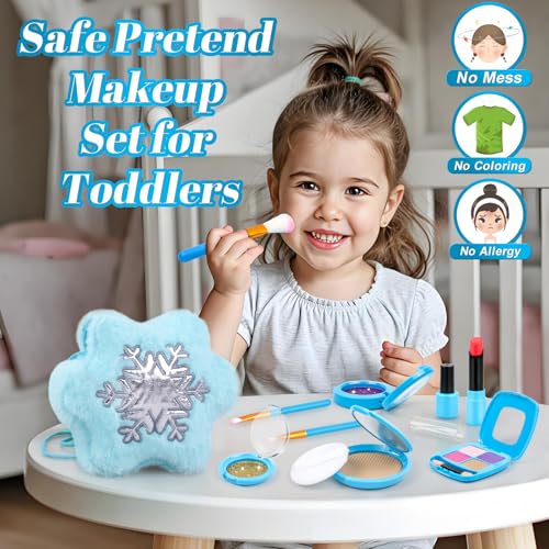 xFFFun Pretend Makeup Kit for Toddlers 35 Kids Play Makeup Set for Girls 34 46 Frozen Toddler Fake Make Up Toys with Purse Princess Birthday Gift for Little Girls 3 4 5 6 Year Old - Image 5