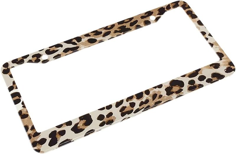 Beabes Animal Pattern License Plate Frame Brown Black Beige Leopard Skin Novelty License Plate Frame License Plate Car Tag Holder Metal License Plate Frame for US Vehicles Standard - Image 4