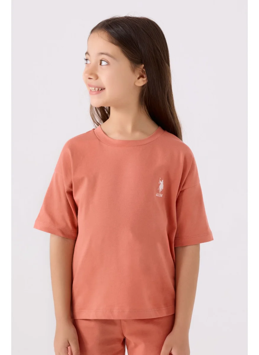 يو اس بولو اسن Girls Peach Bermuda Set