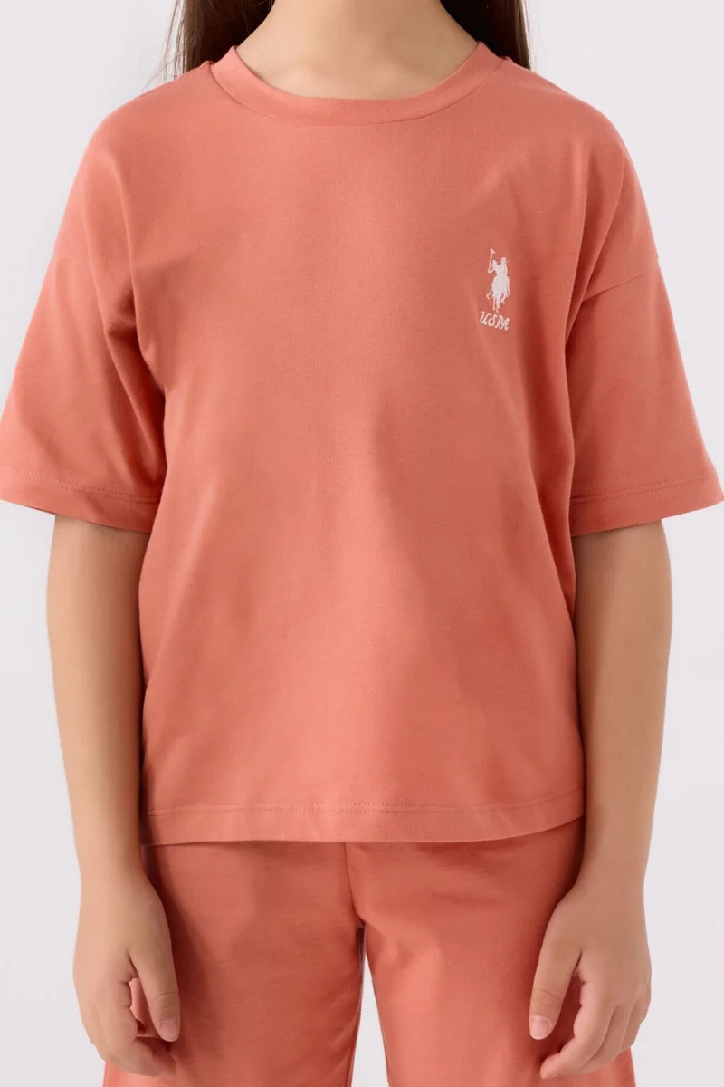U.S. Polo Assn. Girls Peach Bermuda Set