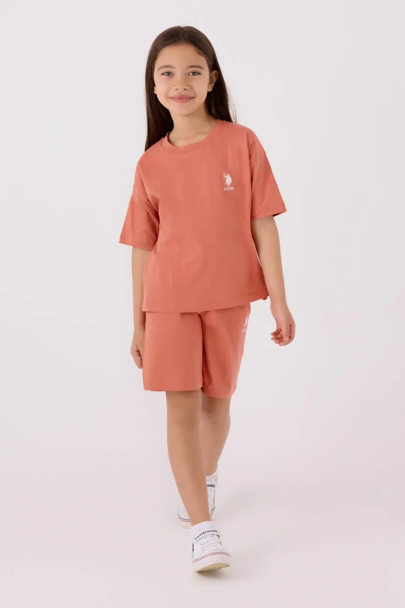 U.S. Polo Assn. Girls Peach Bermuda Set