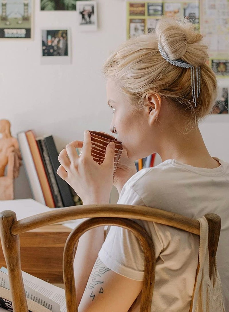 NIBEMINENT Rhinestone Hair Accessories Bun,4 Pcs Bun Clip Large with Tassel - Image 4