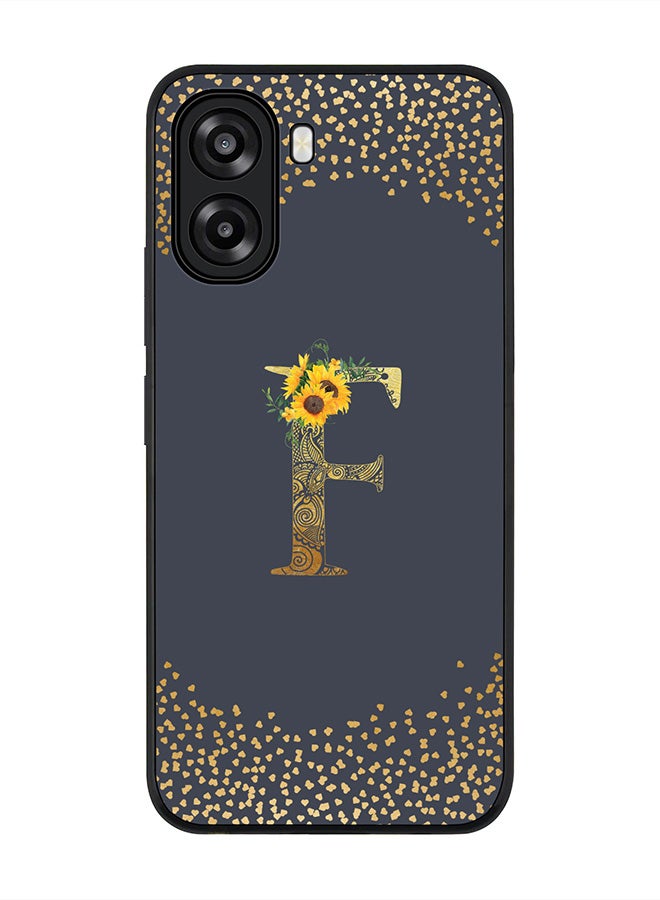 Stylizedd For Oppo A6t 5G / A6t 4G Case,Slim fit Camera Protection, Shockproof Thin Phone cover  - Custom Floral Monogram - F  (Grey ) - Image 1