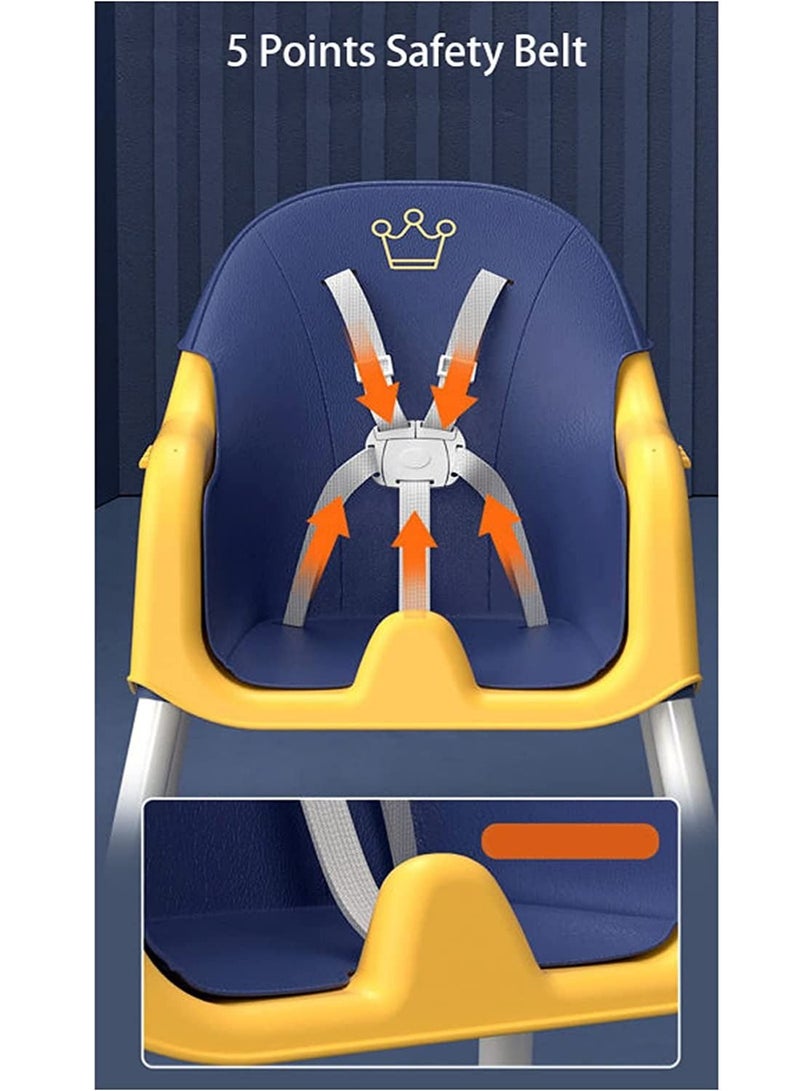 GT-Wheel Baby High Chair for Babies and Toddlers, 3 in 1 Adjustable Hight for Dinning , Rest chair and Playing Toys (Crown Blue) - Image 2