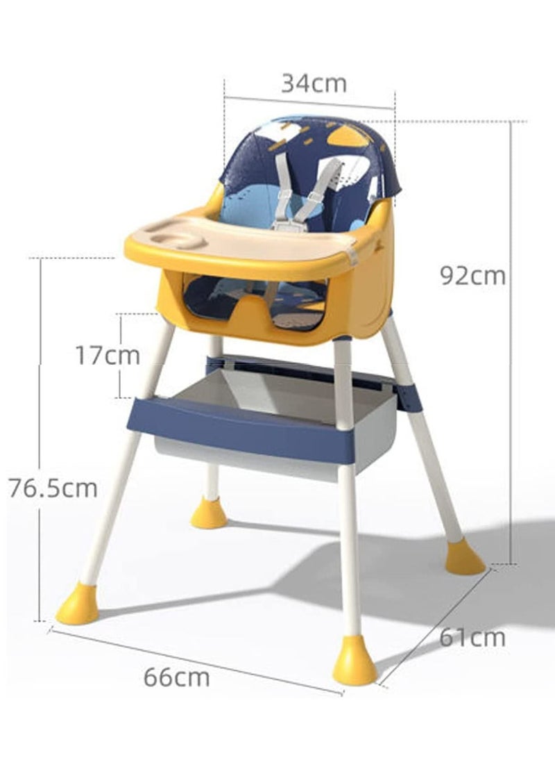 GT-Wheel Baby High Chair for Babies and Toddlers, 3 in 1 Adjustable Hight for Dinning , Rest chair and Playing Toys (Crown Blue) - Image 5