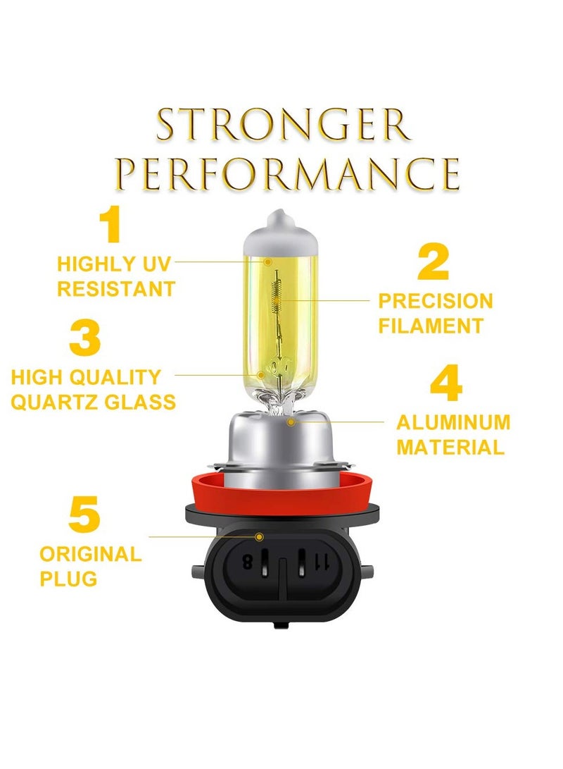 SYOSI LED Headlight Bulbs, Fog Light Lamp, 55W Halogen Headlight Bulbs 3000K Super Bright, 360 Degree Adjustable, Non-polarity Plug & Play, Pack of 2 - Image 4