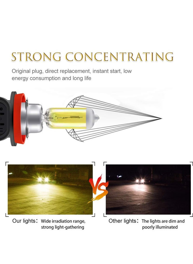 SYOSI LED Headlight Bulbs, Fog Light Lamp, 55W Halogen Headlight Bulbs 3000K Super Bright, 360 Degree Adjustable, Non-polarity Plug & Play, Pack of 2 - Image 3